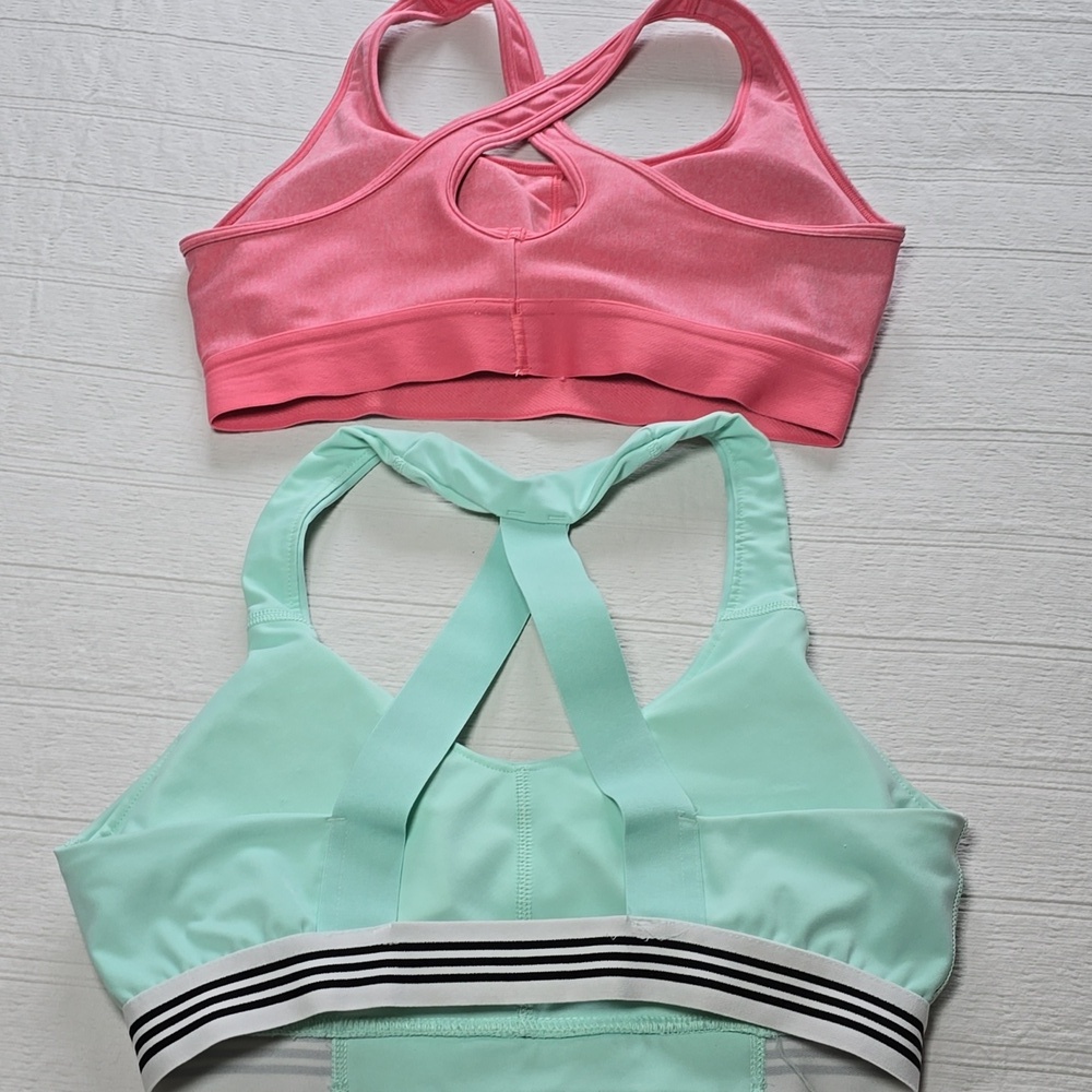 Under Armour & Addidas Pastel Sports Bra Set of 2 - Size Small - Picture 6 of 10